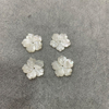 Granos de flores talladas de concha de nácar blanco para fabricación de joyas, tamaño 20mm