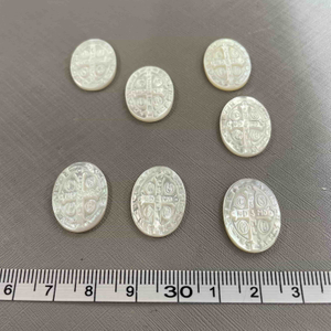 Forma ovalada de nácar Natural de Guadalupe para hacer collares, joyería, imagen de corte, colgante con diseño de incrustación de concha blanca 