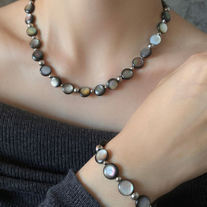 Forma de frijoles redondos de nácar Natural, color negro para collar, diseño de cadena, piezas pequeñas, diseño de cabujón, fabricación de pulseras