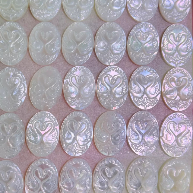 Colgante con diseño de imagen de nácar Natural, fabricación de incrustaciones de joyería de cabujón, concha blanca, forma ovalada, cara lisa de animal 