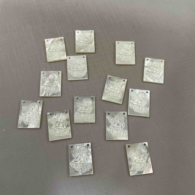 Natural Madre de perla forma cuadrada diseño de ángulo guadalupe concha blanca virgen colgante diseño de joyería para collar cabujón