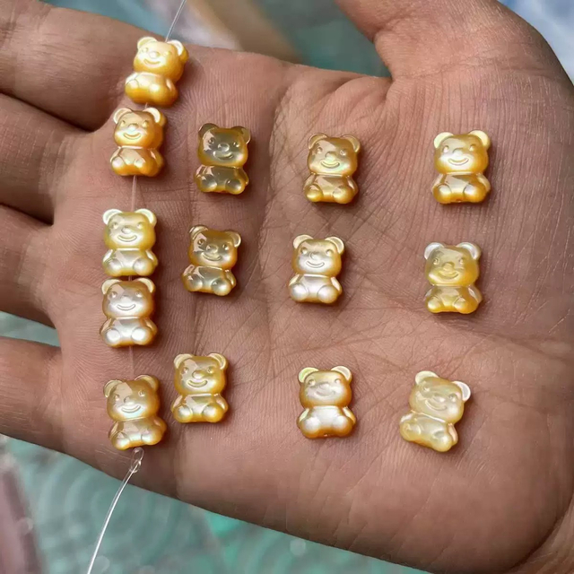 Forma natural de la madre de perlas forma de oso negro corta de animales para la cadena que hace forma de gato de oso balck para collar para bricolaje