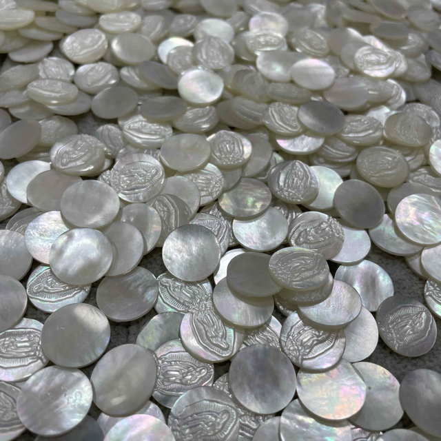 Madre natural de perla forma redonda guadalupe Imagen de corte Virgin Maria Jewelry icono Diseño de cameo de Jesús