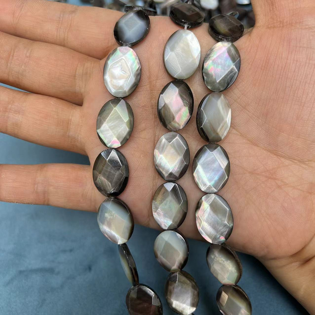 Collar de corte de cara con forma ovalada de nácar Natural, diseño ovalado de doble cara, fabricación de incrustaciones de joyería para cabujón de plata 