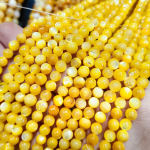 Cadena de bolas redondas de nácar Natural, diseño de collar de concha, fabricación de frijoles pequeños para fabricación de pulseras, bricolaje, color amarillo y negro 
