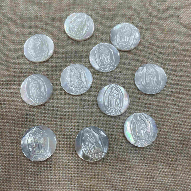 Mother de perla Corte de perlas Pequeño colgante de corte de imagen de guadalupo Hacer íconos de diseño de relieve Diseño de incrustaciones 