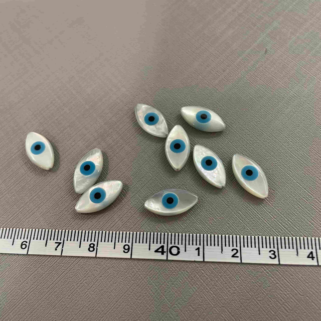 Diseño de colgante de ojos malvados de nácar Natural, cabujón, fabricación de joyas, modelo de incrustación DIY, diseño de pulsera, tamaño grande, ojo azul 