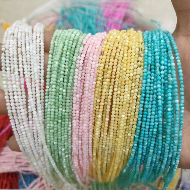 Naturales de forma redonda de la madre de la perla para joyas de la cadena de frijoles de color redondo para collar que hace piedra de color rosa