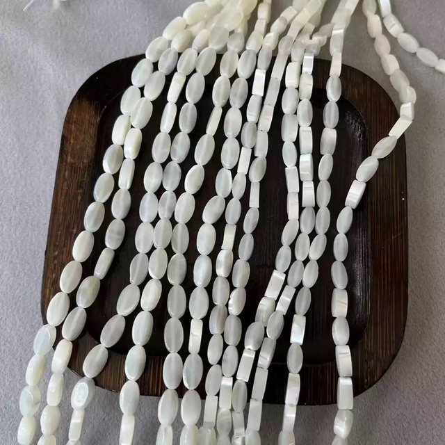 Diseño de collar de forma ovalada de nácar Natural para mujer, diseño de pulsera de concha blanca con forma de arroz para fabricación de joyería DIY