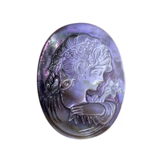 Diseño de Cameo de Madre Natural de la perla Dama de la cara Joyería de la carcasa negra que el estilos de incrustación de incrustación forma ovalada