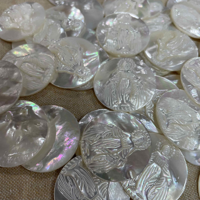 Madre de perla Natural de perla Redonda Virgin Maria Corte de imágenes grandes Tamaño de Jesús