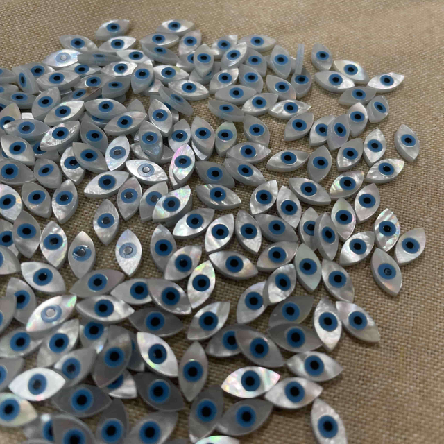 Natural Mother of Pearl Evil Eyes Diseño Costeo de joyería Marquesa Hacer un diseño de incrustaciones para pulsera Siliver usando cuentas pequeñas