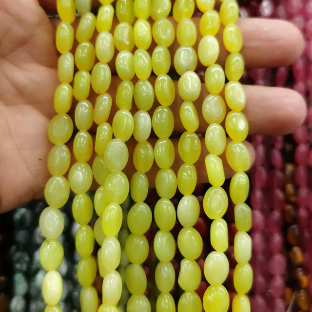 Collar de forma ovalada de nácar Natural, piedra de ágata para joyería, diseño artesanal, cabujón de piedra de color amarillo turquesa 