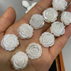Pendientes de flor de rosa de madreperla Natural, flor blanca para colgante, cabujón, piezas de diseño de joyería, collar, tallado DIY 