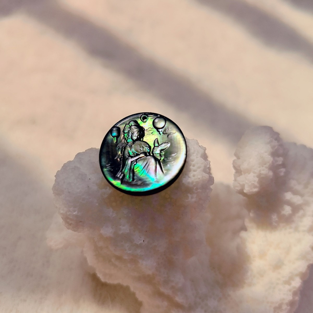 Mother de perla Cameo Catting Image Jewelry haciendo diseño de estampado de colgante Cara de carcasa negra para joyas de incrustación