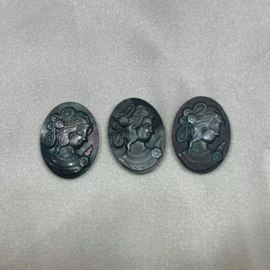 Diseño de cara de mujer de nácar Natural, diseño de camafeo de corte, fabricación de colgantes, concha negra, diseño de relieve de mujer guapa 