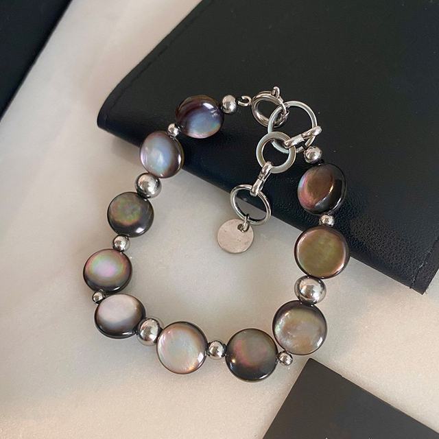 Forma de frijoles redondos de nácar Natural, color negro para collar, diseño de cadena, piezas pequeñas, diseño de cabujón, fabricación de pulseras