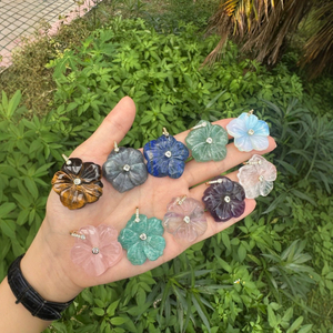 Colgante de flor de nácar Natural para mujer, piedra colorida, lapislázuli, ojos de tigre, corte de flor de gran tamaño, diseño de joyería