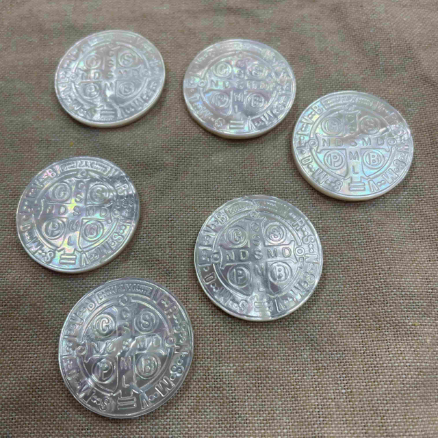 Madre natural de la imagen de la imagen de la perla Corte de joyas cristianas de Bededict que hacen colgante de diseño de incrustaciones Senbenito