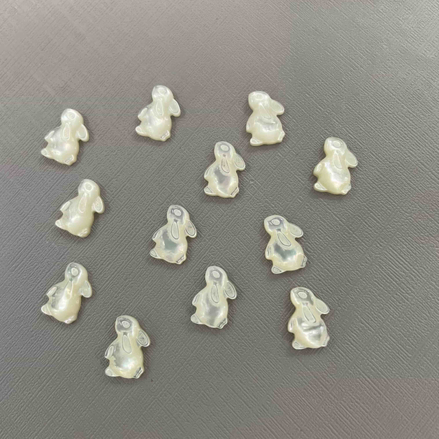 Mother de perla en forma de animal perla joyería de cabujón de conejo que preparan anillos de diseño y cuello piezas pequeñas