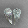 Joyería de corte de ala de nácar Natural, diseño colgante, tamaño grande, forma de pluma, tallado de cara para hacer bricolaje, alas de concha blanca