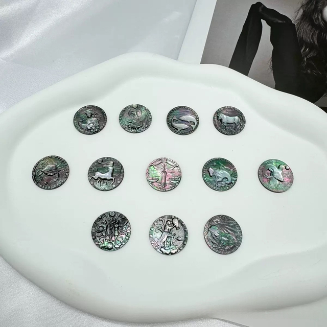 Madre de perla Tallado de perlas Corte de imágenes de forma redonda Camez