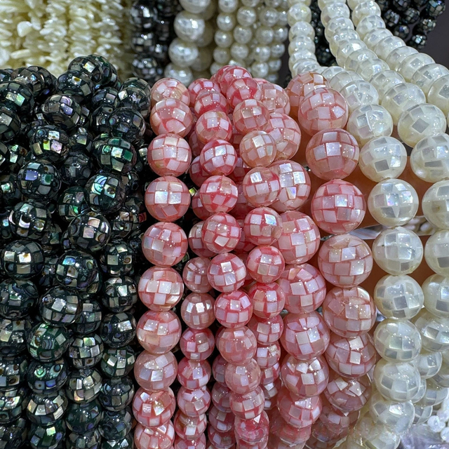 Natural Mother of Pearl Bead Collar Abalone Concha de cáscara negra Diseño de mezcla de carcasa rosa Big Size Round Round 