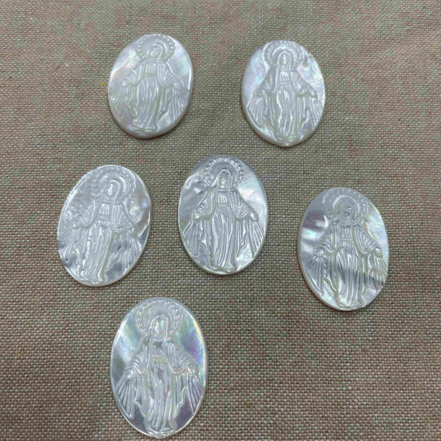 Madre natural de la perla María imagen Virgin Mery Diseño Oval Big Tize Corte para colgante que hace íconos Gaudalupe