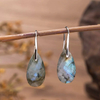 Forma de gota de nácar Natural, corte de cara de cristal, forma de bomba, pendiente más grande, diseño colgante de piedra lapislázuli de doble cara 