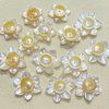 Cabujones pequeños de nácar Natural para diseño de pendientes, diseño de joyería con forma de flor para mujer con incrustaciones DIY 