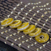 Corte de forma circular de nácar Natural para fabricación de colgantes, diseño de concha amarilla, diseño de discoteca, frijoles pequeños, joyería para mujer 