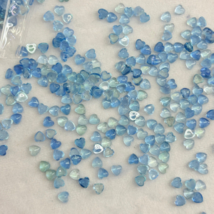 Cabujón de granos pequeños de nácar Natural para mujer, diseño de collar de piedra azul Aguamarina con forma de corazón cortado, piezas de joyería