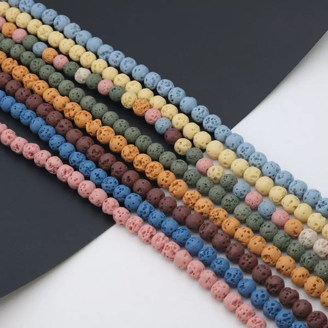 Collar de roca volcánica con cuentas pequeñas de nácar Natural, joyería colorida DIY con diseño de cadena para mujer, piedra de moda