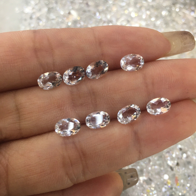 Anillos de mujer con forma ovalada de corte de cara de nácar Natural, diseño de pendientes pequeños de frijoles, diseño de cabujón de cristal blanco 
