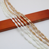 Corte natural en forma de arroz de nácar para joyería, fabricación de collares, pulsera de mujer de color marrón, diseño de iconos de cabujón de bola de frijoles 