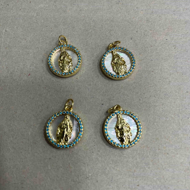 Colgante de joyería de corte de imagen virgen de nácar Natural, diseño de Guadalupe para hacer collares, fabricación de pulseras de frijoles pequeños