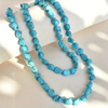 Collar de perlas naturales para mujer, joyería de piedra azul, frijoles pequeños, piedra turquesa, diseño de moda artesanal, cadena de color blanco 