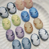 Diseño de camafeo de nácar Natural para colgante de cara de mujer, corte en relieve de gran tamaño, joyería colorida, forma ovalada de concha blanca 