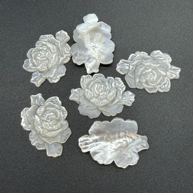 Flor de rosa de nácar Natural para mujer, corte fino para diseño de pulsera, joyería hecha a mano, fabricación de relojes, concha negra 