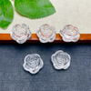 Corte en forma de flor de nácar Natural para hacer anillos, pendientes pequeños de rosa de cristal blanco, diseño de joyería para mujer