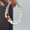 Frijoles de concha marrón Natural de nácar para hacer pulseras, collar de corte en forma de arroz con piezas de diseño de cadena, joyería para mujer
