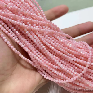 Collar de bolas de concha de color rosa de nácar Natural, diseño de joyería para mujer, fabricación de cuentas de tamaño pequeño, forma redonda para uso en cadena 