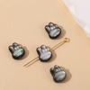 Corte natural en forma de frijol pequeño de nácar para hacer collares, diseño de cadena de joyería con forma de pájaro y gato, pequeñas cosas a la moda
