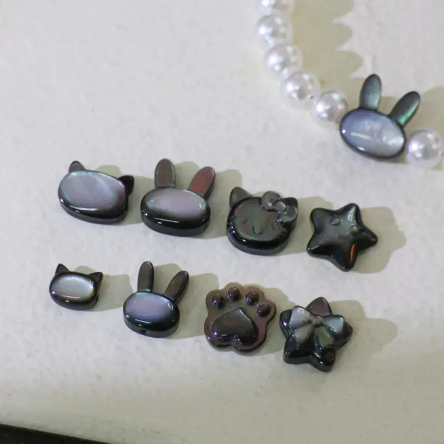 Cosas bonitas de nácar natural para hacer pulseras, diseño de estrella de concha negra, frijoles pequeños para collar, joyería con forma de discoteca DIY