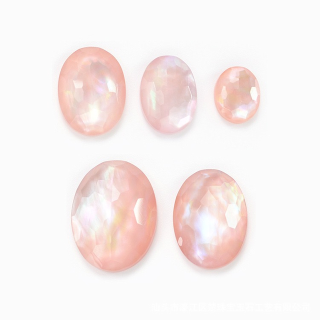 Cabujón ovalado de nácar natural tallado en color rosa para diseño de collar, diseño de moda, anillos de corte facial, fabricación de incrustaciones para dama