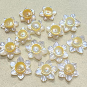 Cabujones pequeños de nácar Natural para diseño de pendientes, diseño de joyería con forma de flor para mujer con incrustaciones DIY 