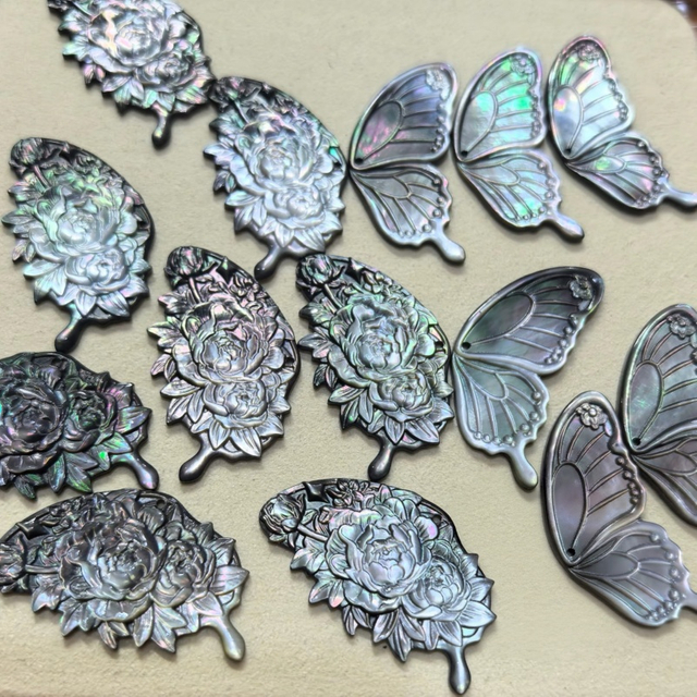 Corte en forma de mariposa de nácar Natural para diseño de colgante, talla de cara, diseño de incrustaciones de joyería de mayor tamaño, cabujón 