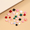 Forma de trébol de nácar natural, corte de frijoles pequeños para incrustaciones de pulsera, diseño de flores de piedra colorida, collar de moda para mujer 