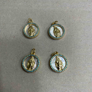 Colgante de joyería de corte de imagen virgen de nácar Natural, diseño de Guadalupe para hacer collares, fabricación de pulseras de frijoles pequeños