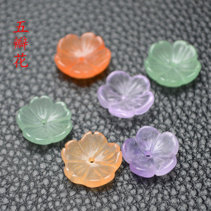 Madre Natural de pequeña flor de corte de cabujón para pendientes, pulsera de Aventurina verde, forma de flor colorida de amatista 